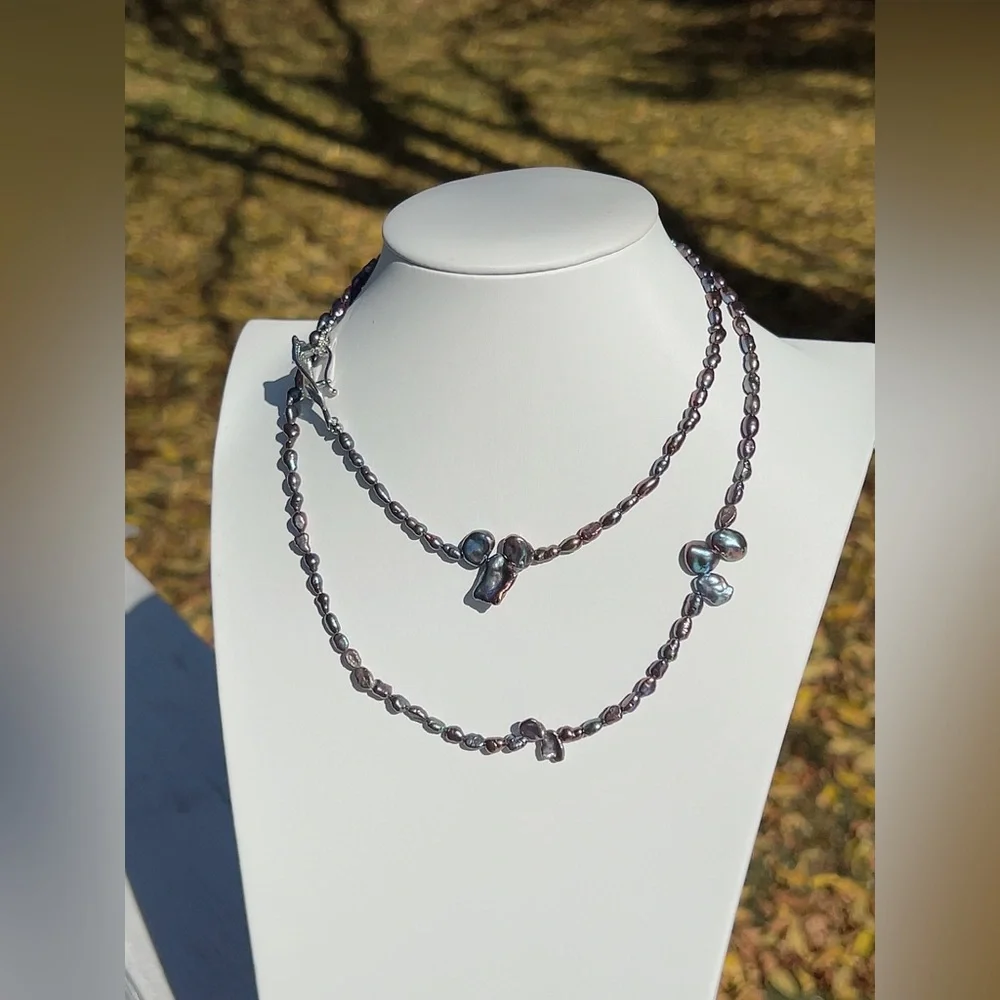 22. Handmade Freshwater Baroque Pearl Long Necklace - Picture 3 of 7